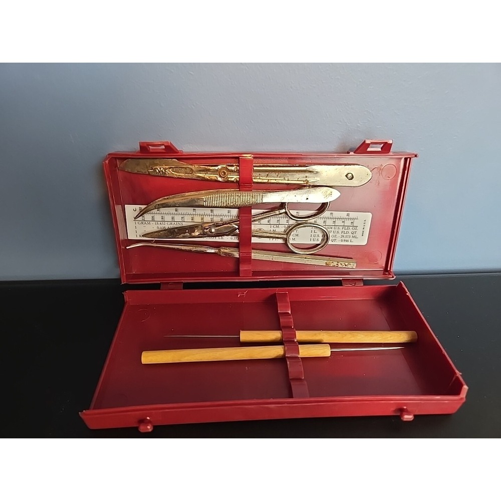 Vintage Clay - Adams Dissecting Kit  No 200 Scalpel Forceps Scissors Probe USA